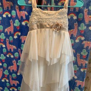 Cream Lace & Tulle Girls Dress (Biscotti)